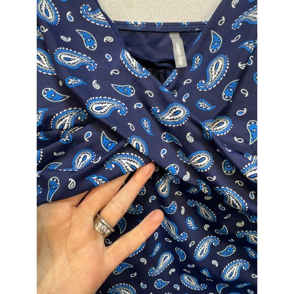 Lands' End Womens Cross Wrap Swimsuit Top Stretch Size 18 Blue Paisley Beach - Picture 7 of 10